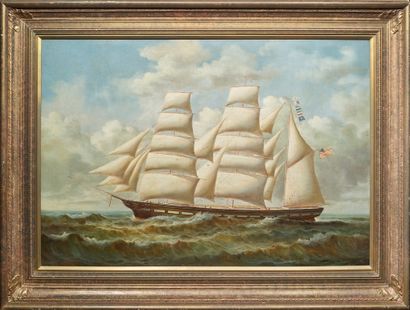 Jones ROBINSON (XIX-XXème siècle) Trois mats barques
Huile sur toile, signée en bas...