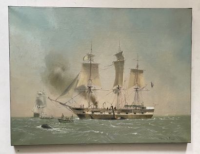 Claude LE BAUBE Whalers
Oil on canvas, signed lower right
47 x 61 cm