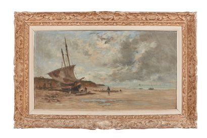 Charles LAPOSTOLET (1824-1890) Baie animée
Huile sur toile, signée en bas à droite...