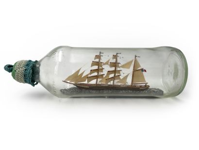 Three-masted boat in bottle Le Confiance...