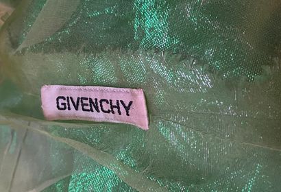 GIVENCHY Long sleeve evening dress in electric green lurex.
Circa 1970