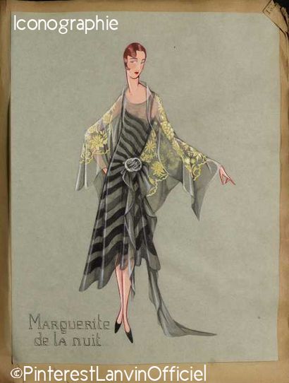 Jeanne LANVIN Modèle “Marguerite de la nuit ” Robe à encolure arrondie, sans manches,...