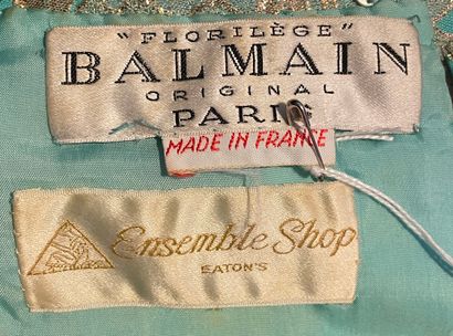 BALMAIN, Florilège Shop
Gold and turquoise lamé dress, American armholes, large boat...