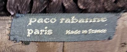 Paco RABANNE Veste en chenille brune à application de grands tubes métalliques or,...
