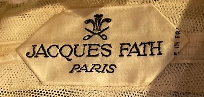 Jacques FATH Robe de cocktail en soie imprimée sur chaîne noir et blanc de motifs...