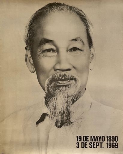 null VIETNAM.

ANONYME. Hô Chi Minh (1890-1969). Affiche en photo-reproduction. Non...