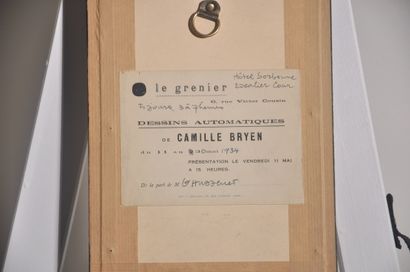  Camille Bryen - "Sans Titre" - 1933 
Dessin automatique à l'encre noire sur papier,...