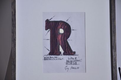  Guy Harloff - "La Lettre R" - 1967 
Dessin au stylo bille noir sur papier quadrillé,...