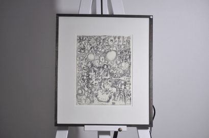  Guy Harloff - "Drawing" - 1956 
Dessin au feutre noir, Dimensions : 27 x 21 cm....