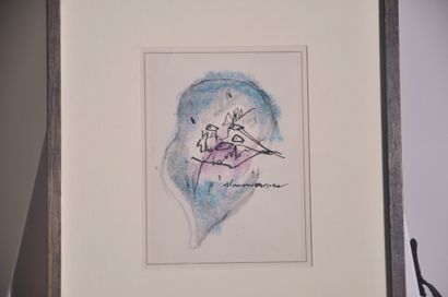  Slavko Kopac - " Sans Titre" - 1955 - (Art Brut) 
Dessin aux crayons de couleur...
