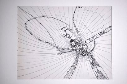  Adrien Dax - "L'Envol" - (Oeuvre surréaliste) 
Dessin à l'encre noire, Dimensions...