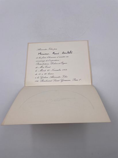null Document - Carton d'Invitation

Carton d'Invitation de Mr. René Bertelé à l'Exposition...