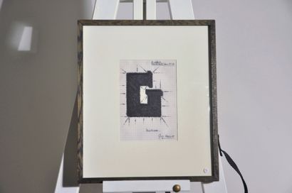 null Guy Harloff - "The Letter G" - 1967 

Black ballpoint pen drawing on graph paper,...