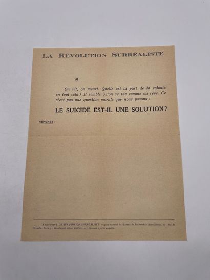 null Documentation - Surrealist Question

1 sheet, La Révolution Surréaliste, monthly...