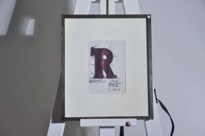  Guy Harloff - "La Lettre R" - 1967 
Dessin au stylo bille noir sur papier quadrillé,...