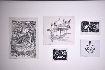 null Adrien Dax - "Untitled" - (Surrealist work)

Set of 6 drawings framed together.

Drawings...