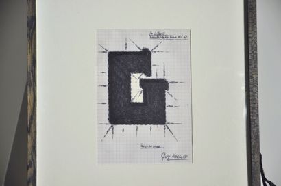 null Guy Harloff - "The Letter G" - 1967 

Black ballpoint pen drawing on graph paper,...