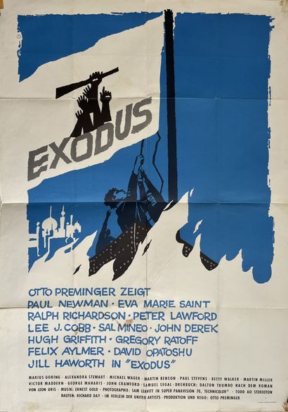 null EXODUS Otto Preminger. 1960.
84 x 120 cm. Affiche allemande. Saul Bass. Imp....