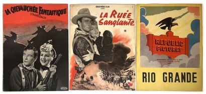 null LOT DE 3 DOSSIERS DE PRESSE FRANCAIS AVEC JOHN WAYNE - LA CHEVAUCHEE FANTASTIQUE...