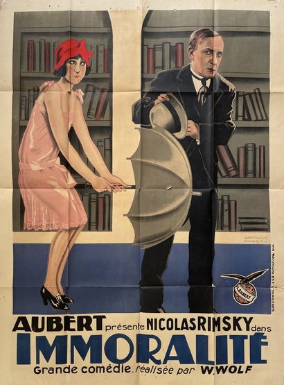 null IMMORALITE / UNMORAL Willi Wolff. 1928.
120 x 160 cm. Affiche française. Armand...