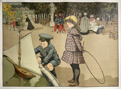 null ABEL-TRUCHET Louis
Le jardin des Tuileries. Circa 1900. Lithographie en couleurs...