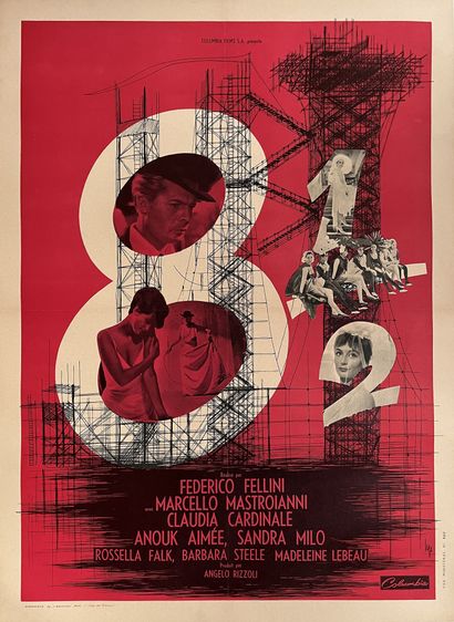 null HUIT ET DEMI / OTTO I MEZZO Federico Fellini. 1963.
60 x 80 cm. Affiche française....