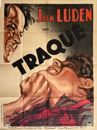 null TRAQUE / SHOOTIN' IRONS Richard Rosson. 1927.
120 x 160 cm. Affiche française....