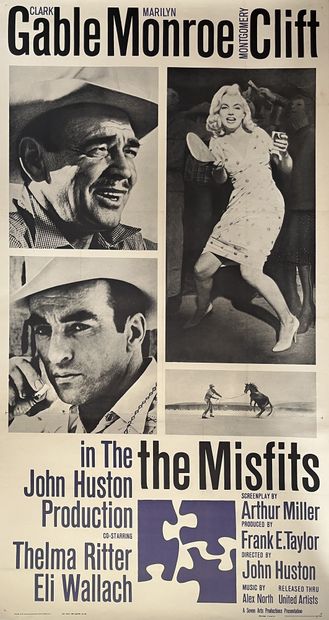 null THE MISFITS John Huston. 1961.
105 x 205 cm. Affiche américaine (three sheets)....