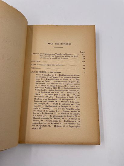 null 1 Volume : "HISTOIRE DES VANDALES", L. Schmidt, Traduction de H. E. Del Medico,...