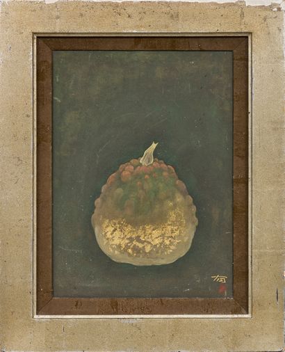 Ecole chinoise Xxème Exotic fruit 
Oil on panel
Signed lower right
32 x 23,5 cm
...