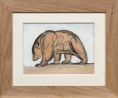 Paul JOUVE (1878-1973) Walking Bear, circa 1928
Grease pencil, oil and watercolor...