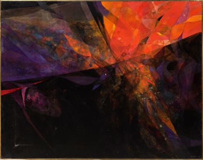 Hajime KATO (1925-2000) Composition, 1969 Huile sur toile Signée et datée 69 en bas...