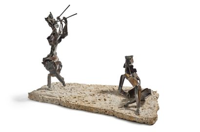 GUY LARTIGUE (NÉ EN 1927) Characters
Metal sculpture, stone base 
About 1970
H :...