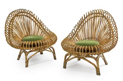 Janine ABRAHAM (née en 1929) & Dirk Jan ROL (né en 1929) Pair of armchairs in curved...
