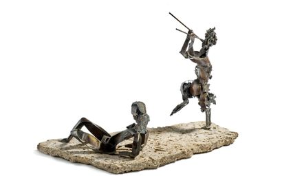 GUY LARTIGUE (NÉ EN 1927) Characters
Metal sculpture, stone base 
About 1970
H :...