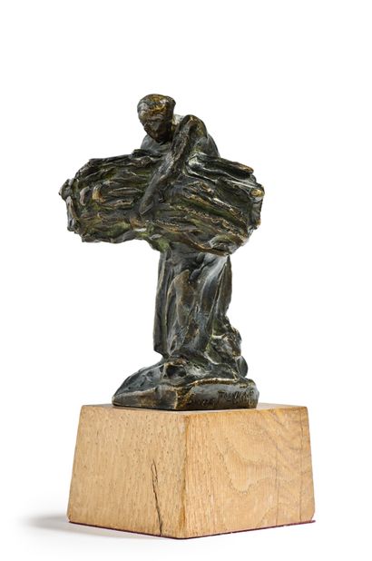 Aimé Jules DALOU (1832-1902) La Porteuse 
Sculpture en bronze à patine brune, socle...