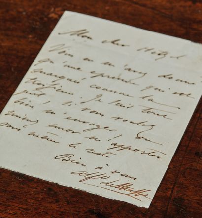 MUSSET Alfred de : Lettre autographe signée et adressée à son éditeur Pierre Jules...