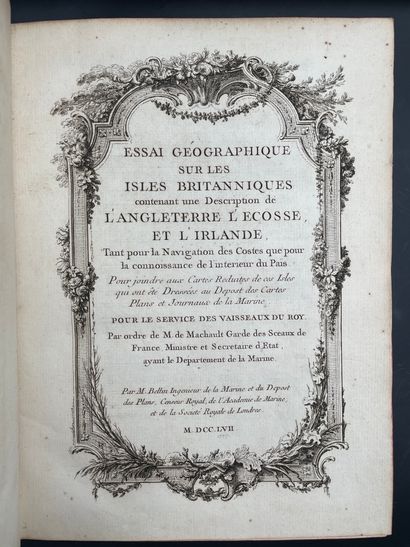 BELLIN Jacques Nicolas : Essai géographique sur les isles britanniques contenant...