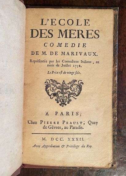 MARIVAUX : The school of the mothers.
Bound in-12 in half brown cloth, smooth spine,...