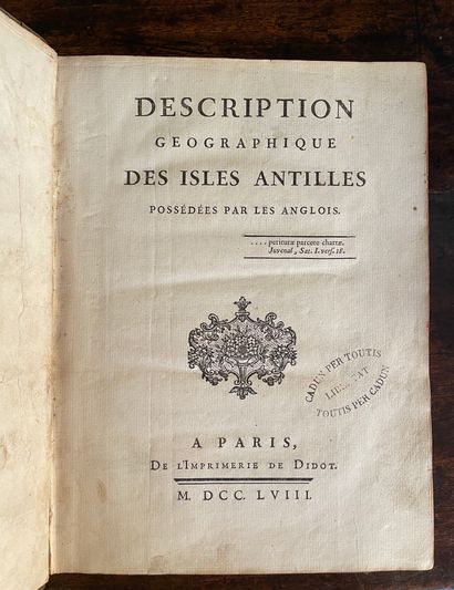 BELLIN Jacques Nicolas : Description géographique des isles antilles possédées par...