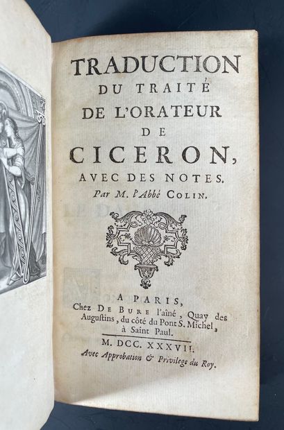 [Victoire de FRANCE] (COLIN Abbé trad.) Traduction du traité de l'orateur de CICERON,...