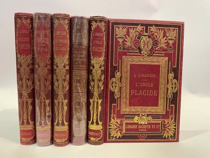 null 
Hachette 
﻿Ensemble de cinq volumes en cartonnage dont L’Oncle Placide de Girardin,...