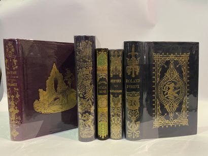 null 
Ensemble de cinq volumes en cartonnage dont Roland Furieux, Aventures des voyageurs...