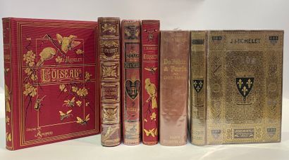 null 
Hachette 

Ensemble de six volumes en cartonnage dont L’Oiseau de Michelet...
