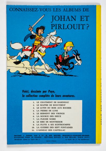 null Johan et Pirlouit 6 : Rarissime seconde édition cartonnée de 1963, 4ème plat...