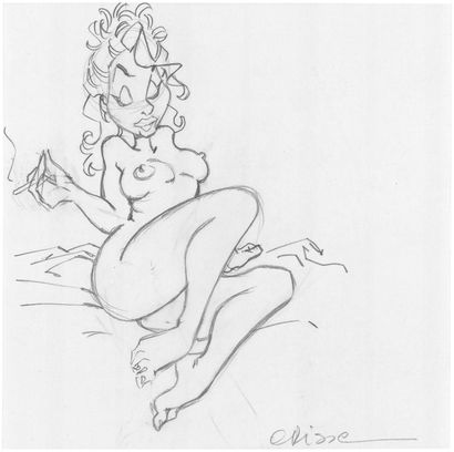 CRISSE (né en 1958) * Untitled
Graphite on paper.
Signed lower right, 9x7 cm and...