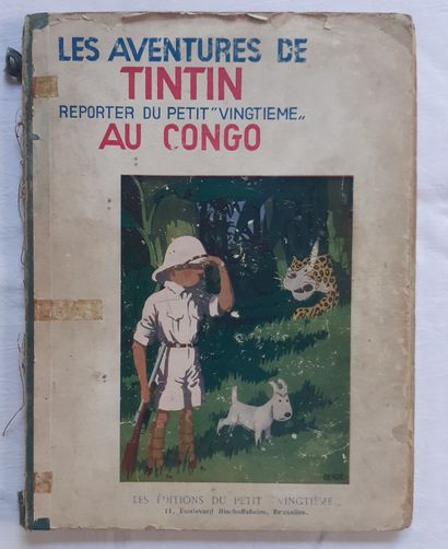 Tintin B&W - Au Congo : First edition Petit...