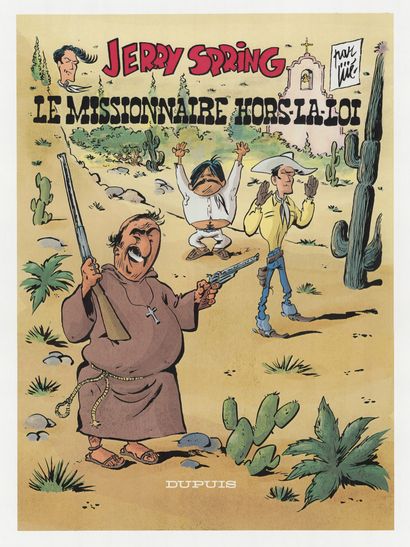 Sergio SALMA (né en 1960) * Hommages à Jijé - Jerry Spring. Le missionnaire hors-la-loi
Encre...