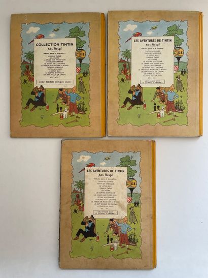 null Tintin - Set of 3 albums : In the land of black gold, Temple of the sun, 7 crystal...