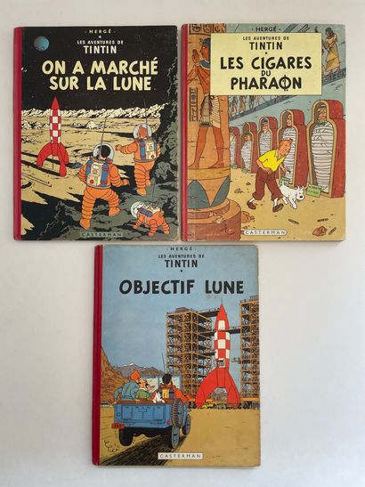 Tintin - Set of 3 albums : Objectif Lune,...